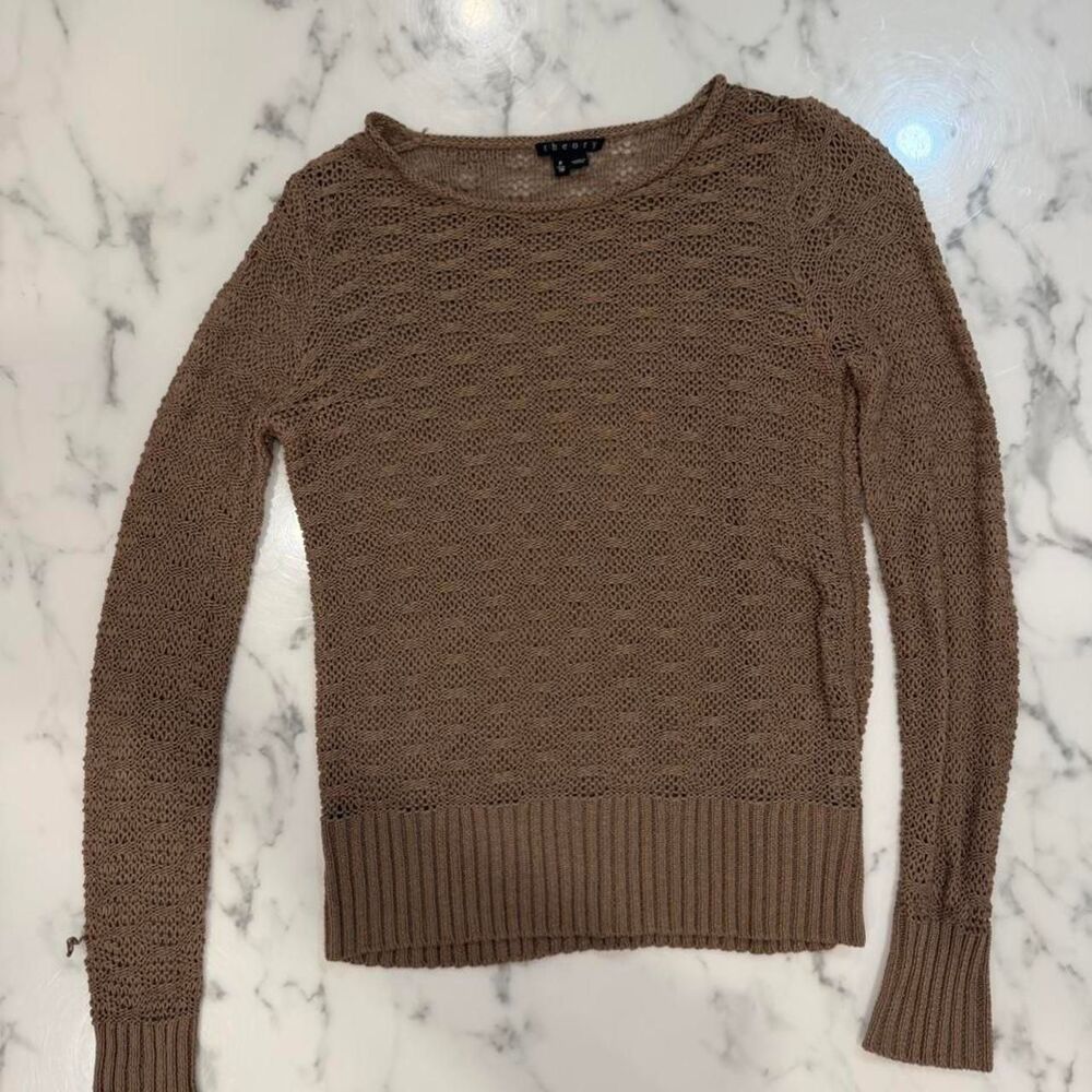 Theory Women's Brown and Tan Jumper